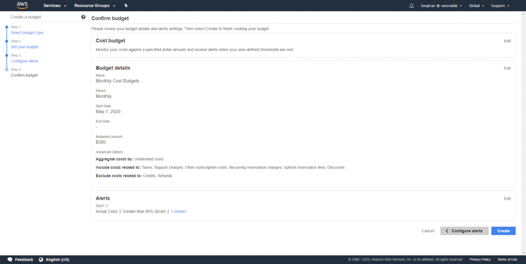 Creating AWS Budgets: Savings Plans and Cost Budget 17