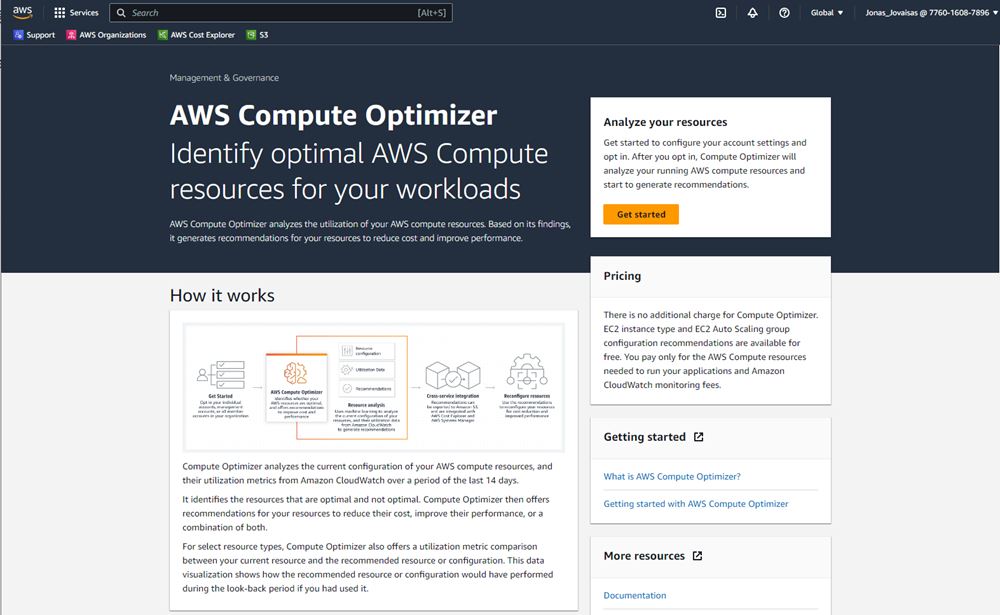 Go to Compute Optimizer